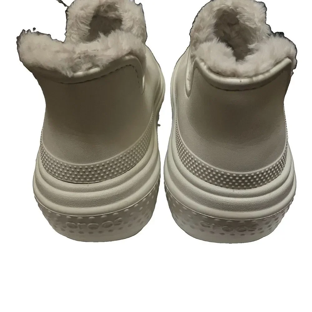 Crocs Stomp Shorty Platform Shearling Boot in Stucco M6/W8 Cozy Chunky Linen Fur